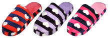 Load image into Gallery viewer, Women's Stripped With Heart Slip On  Warm Slipper