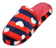 Load image into Gallery viewer, Women's Stripped With Heart Slip On  Warm Slipper