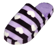 Load image into Gallery viewer, Women's Stripped With Heart Slip On  Warm Slipper