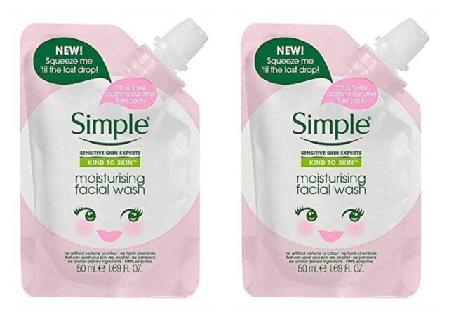 Pack of 2/6/12 New Simple Kind To Skin Moisturizing Facial Wash Squeeze Me Pouch