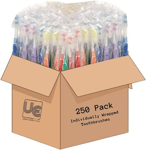 Urban Essentials Bulk 250 Count Individually Wrapped Toothbrushes