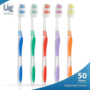 Urban Essentials Bulk Toothbrush (50) Bulk Toothpaste (50) Pack with Covers