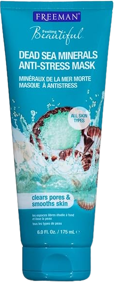 FREEMAN Anti-Stress Clay Facial Mask with Dead Sea Minerals, Balancing and Clearing Beauty Face Mask, 6 oz