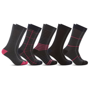 Men's 5 Pack John Weitz Dress Socks - Black/Pink