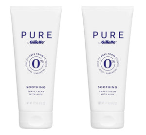 2 Pack PURE by Gillette Soothing Shave Cream With Aloe For Men 6 FL OZ Each