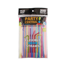 Load image into Gallery viewer, 600Ct Bendable Plastic Straws- Neon