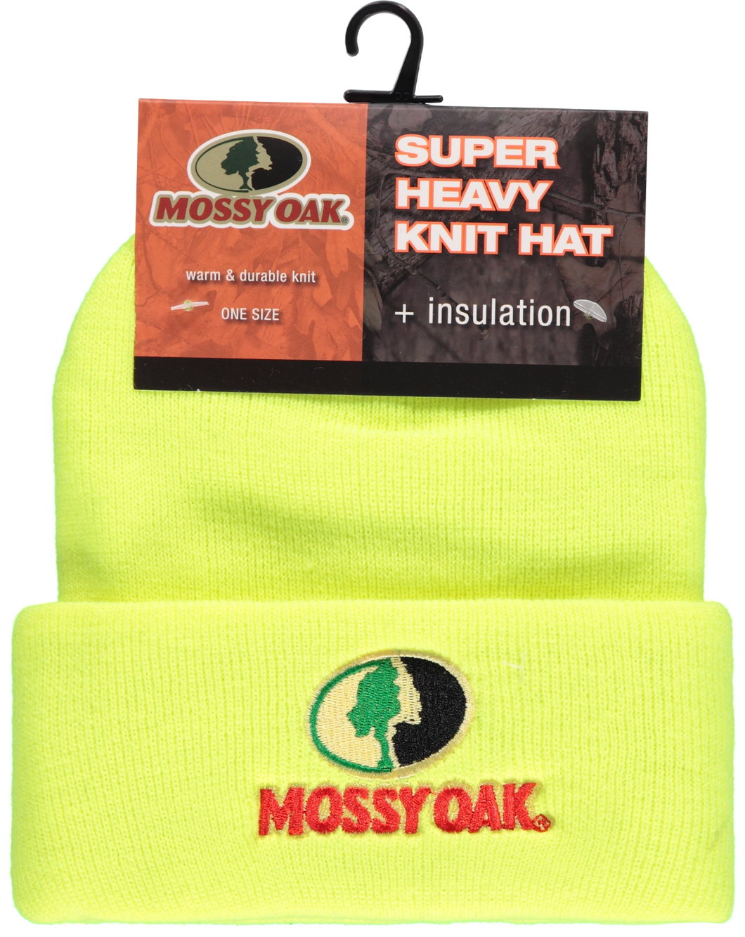 Mossy Oak High Visibility Fleece Lined Winter Beanie - Safety Green