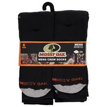 Load image into Gallery viewer, Men&#39;s 6 Pack Mossy Oak Crew Socks (Black)