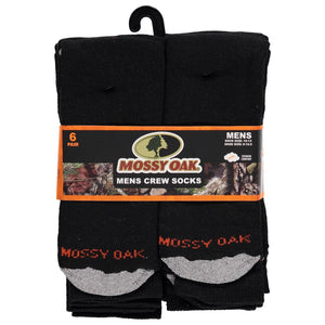 Men's 6 Pack Mossy Oak Crew Socks (Black)