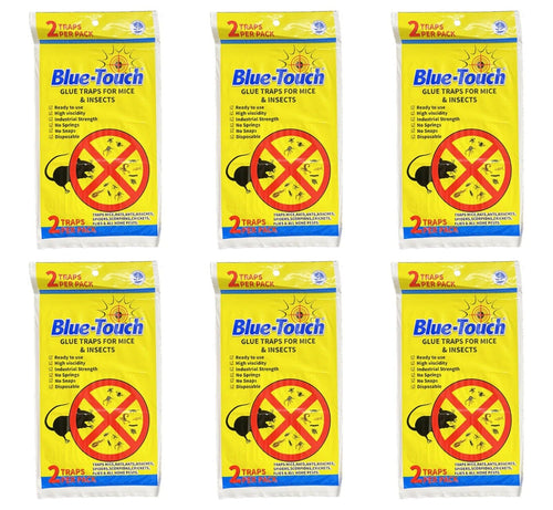 6 Pack (12 Traps) Blue Touch Sticky Mouse Traps