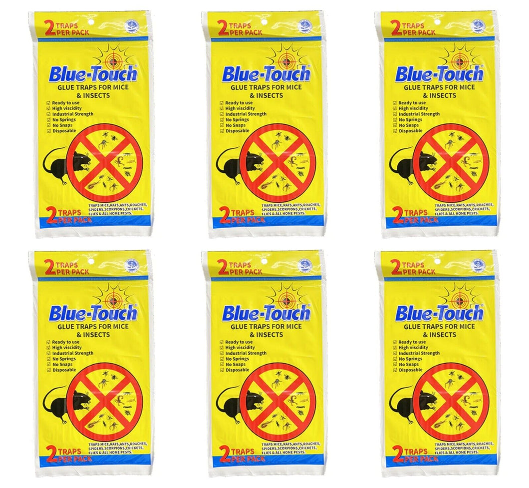 6 Pack (12 Traps) Blue Touch Sticky Mouse Traps