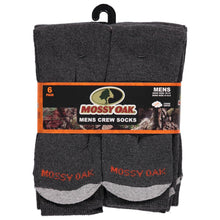 Load image into Gallery viewer, Men&#39;s 6 Pack Mossy Oak Crew Socks (Grey)