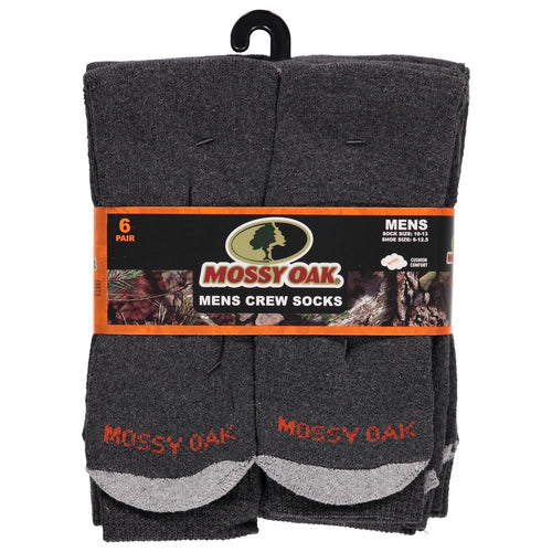 Men's 6 Pack Mossy Oak Crew Socks (Grey)