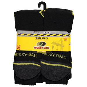 Men's 6 Pack Mossy Oak Work Socks (Black)