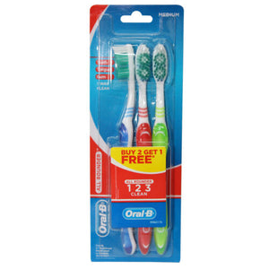 Oral-B Oralb All Rounder Toothbrush 3 Pack Medium Bristles
