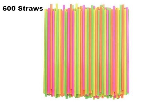 600Ct Bendable Plastic Straws- Neon
