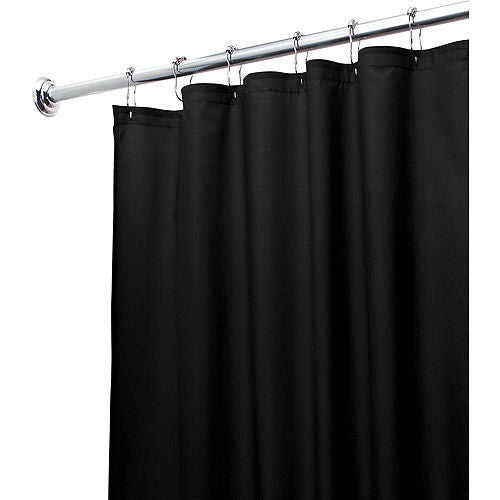 Solid Water Repellent Bathroom Shower Curtain Liner - Black