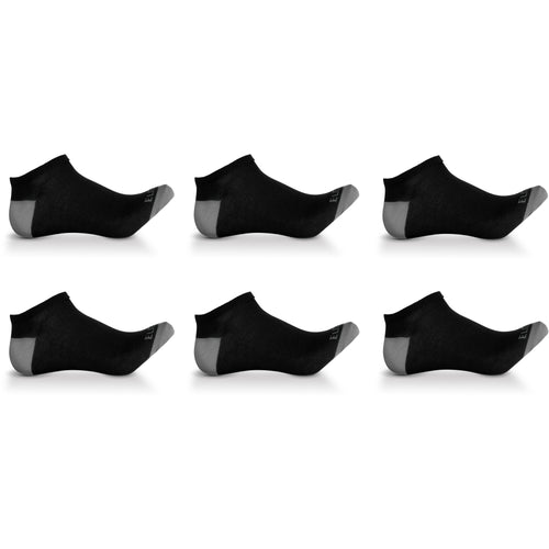 Elite Collection Men's Low Cut No Show Socks - Black/Grey Heel