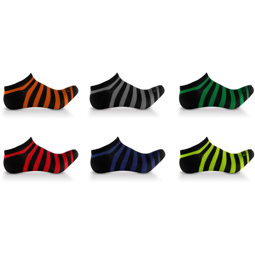Elite Collection Men's Low Cut No Show Socks - Multicolored Stripes
