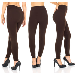 Women's Fleece lined Thermal Stretchy Leggings - Brown