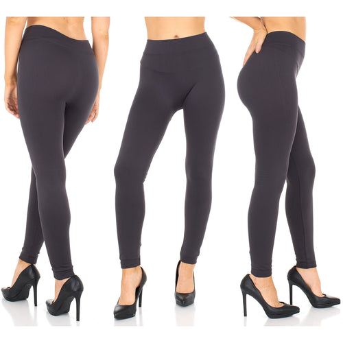 Women's Fleece lined Thermal Stretchy Leggings - Charcoal