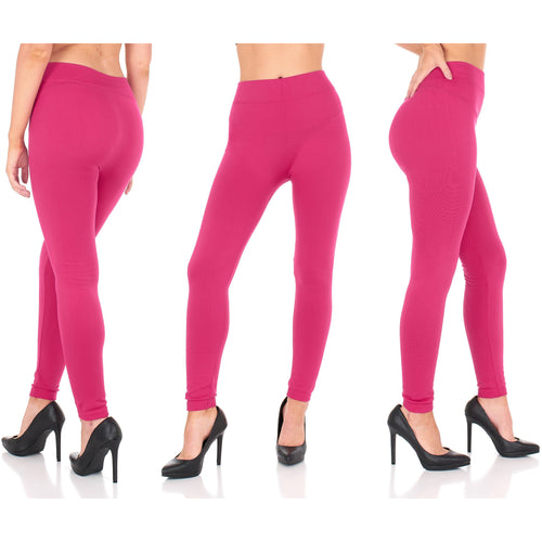 Women's Fleece lined Thermal Stretchy Leggings - Pink