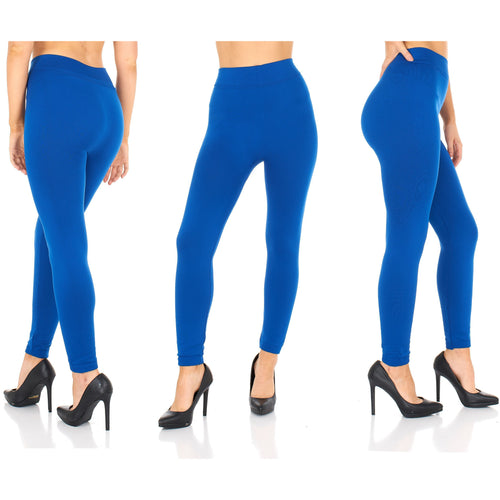 Women's Fleece lined Thermal Stretchy Leggings - Royal Blue