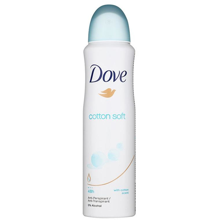 6 Pack Dove Cotton Soft 150 ML Anti-perspirant Spray Can