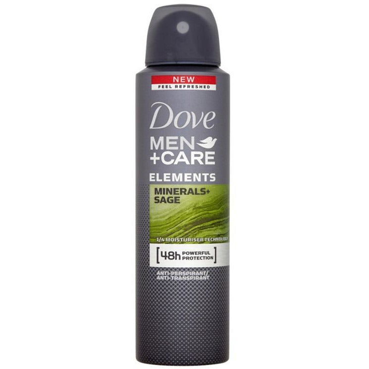 6 Pack Dove Men Minerals & Sage 150 ML Anti-perspirant Spray Can