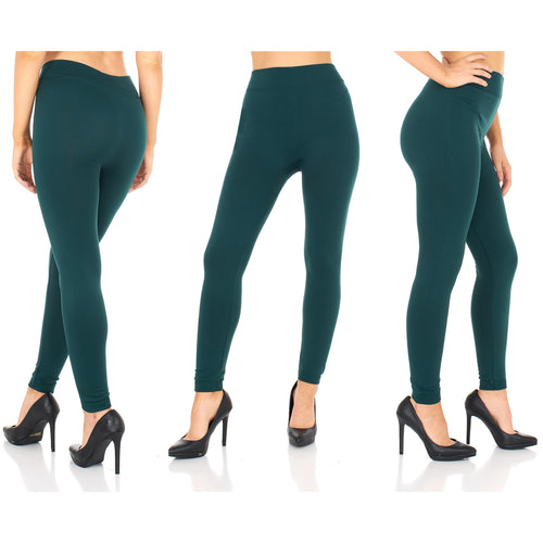 Women's Fleece lined Thermal Stretchy Leggings - Hunter Green