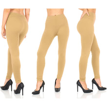 Load image into Gallery viewer, Women&#39;s Fleece lined Thermal Stretchy Leggings - Beige