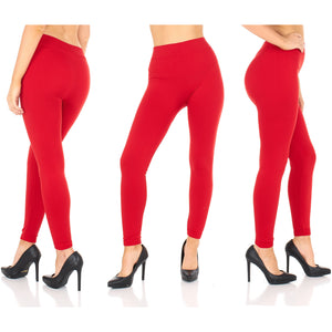Women's Fleece lined Thermal Stretchy Leggings - Red