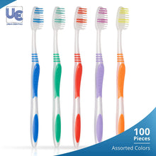 Load image into Gallery viewer, 100 toothbrushes Individually wrapped Medium bristle full head with hygienic antibacterial cap