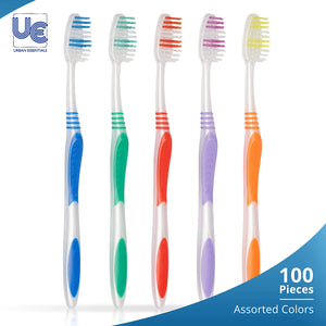 100 toothbrushes Individually wrapped Medium bristle full head with hygienic antibacterial cap